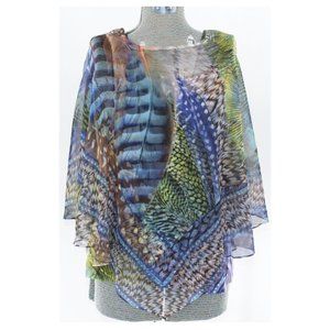 C Est 1946 Printed Blouse with Sheer Overlay  S